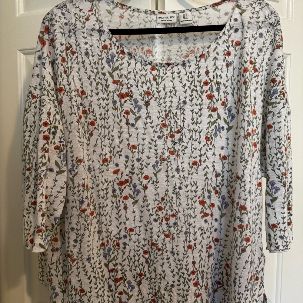 Rachel Zoe Red and Green Floral Blouse